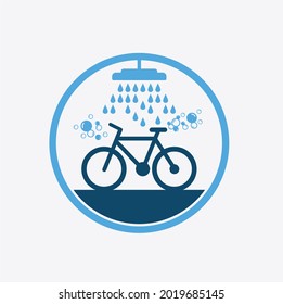 icon for bicycle wash service, simple and communicative design.