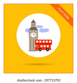 Icon of Big ben and red double decker bus