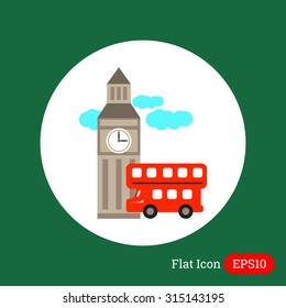 Icon of Big ben and red double decker bus
