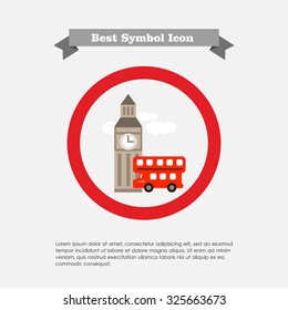 Icon of Big ben and red double decker bus