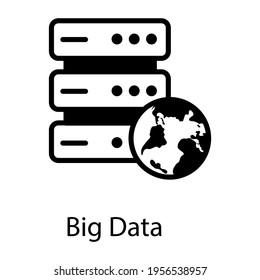 Icon of big data in solid editable design
