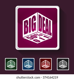 Icon of Big Deal on Multicolored Squares. Eps-10.