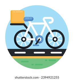 Icono de entrega de bicicletas en diseño de redondeo plano 