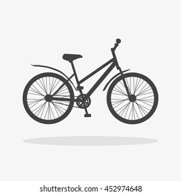 icon bike gray shadow hand painted vector