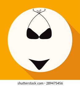 Icon Bikini on white circle with a long shadow