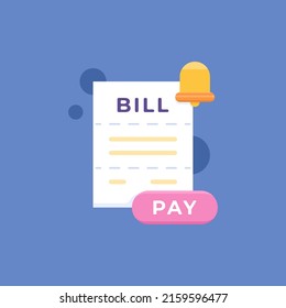 Icon For Bill Notification And Bill Payment Due Reminder. Notes, Receipts, Or Invoices. Symbols And Elements. Flat Style Illustration. Concept Vector Design