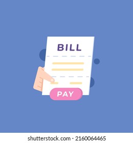 Icon For Bill Notification And Bill Payment Due Reminder. Notes, Receipts, Invoices, And Hands. Symbols And Elements. Flat Style Illustration. Vector Design Concept