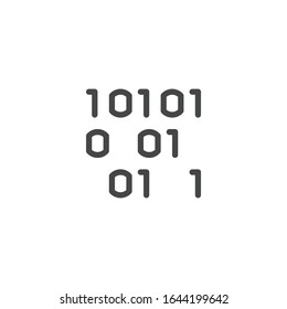 Icon of binary programming code in line design. Abstract algorithm numbers one and zero. Software data script concept. Number 0 and 1. Symbol for blockchain series. Vector illustration isolated