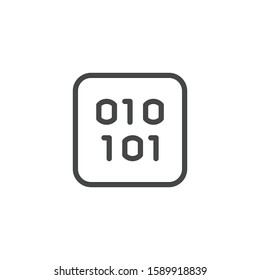 Icon of binary programming system. Abstract coding numbers one and zero. Software data algorithm concept. Number 0, 1 in squar. Symbol for blockchain series. Vector illustration isolated