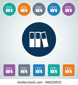 Icon of Binders in Multi Color Circle & Square Shape. Eps-10.