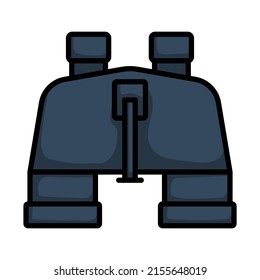 Symbol der Binokulare. Bearbeitbare, fette Rahmenlinie mit Farbfülldesign. Vektorgrafik.