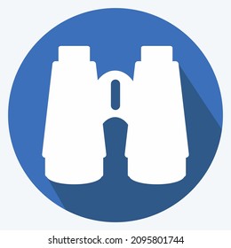 Icon Binoculars - Long Shadow Style - Einfache Illustration, bearbeitbarer Strich, Design Template Vektor, Gut für Drucke, Plakate, Anzeigen, Ankündigungen, Infografiken, etc.
