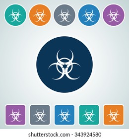 Icon of Bio Hazard in Multi Color Circle & Square Shape. Eps-10.