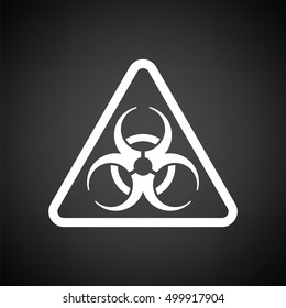 Icon of biohazard. Black background with white. Vector illustration.