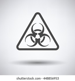 Icon of biohazard on gray background, round shadow. Vector illustration.