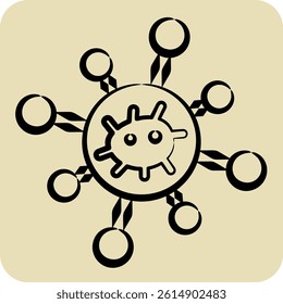 Icon Biological Network. related to Bioengineering symbol. hand drawn style