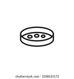 Icon Of Biological Sample In Petri Dish. Laboratory, Glassware, Bacteria. Medical Research Concept. Can Be Used For Topics Like Pathogen, Infection, Cancer Cell