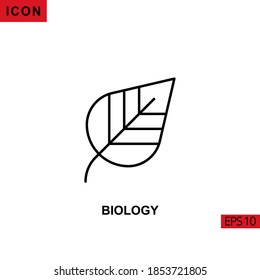 Icon biology with leaf. Outline, line, lineal or linear vector icon symbol sign collection for mobile concept and web apps design.