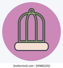 Icon Bird Cage - Color Mate Style - Simple illustration,Editable stroke,Design template vector, Good for prints, posters, advertisements, announcements, info graphics, etc.