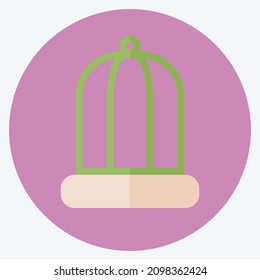 Icon Bird Cage - Flat Style - Simple illustration,Editable stroke,Design template vector, Good for prints, posters, advertisements, announcements, info graphics, etc.