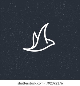 Icon bird hovering in the air, line bird.