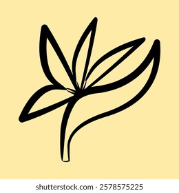 Icon bird of paradise. Beautiful flowers elements. Icon in hand drawn style.