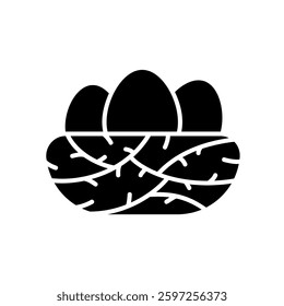 Icon of a bird's nest with several eggs
