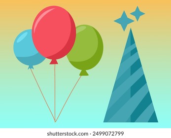 Symbol Geburtstagskarte und Ballon