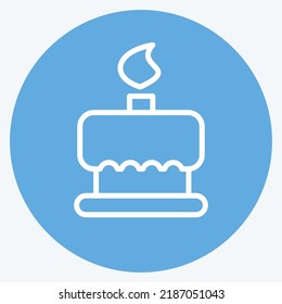 Icon Birthday Cake. suitable for Bakery symbol. blue eyes style. simple design editable. design template vector. simple illustration