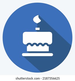 Icon Birthday Cake. suitable for Bakery symbol. long shadow style. simple design editable. design template vector. simple illustration
