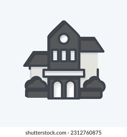 Icon Bishop Museum. related to Hawaii symbol. doodle style. simple design editable. vector