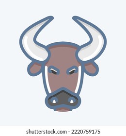 Icon Bison. related to Animal Head symbol. doodle style. simple design editable. simple illustration. cute. education