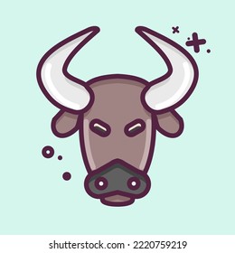 Icon Bison. related to Animal Head symbol. MBE style. simple design editable. simple illustration. cute. education