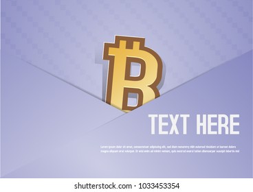 icon bit coin in envelope with blue abstract background,vector illustration. The concept of saving or save money or open a bank deposit.digital craft.paper art and craft