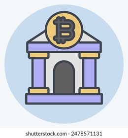 Icon Bitcoin Bank. related to Cryptography symbol. color mate style. simple design illustration