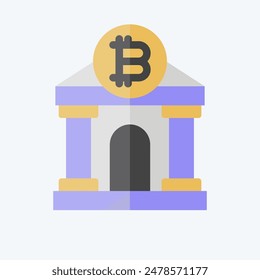 Icon Bitcoin Bank. related to Cryptography symbol. flat style. simple design illustration