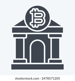 Icon Bitcoin Bank. related to Cryptography symbol. glyph style. simple design illustration