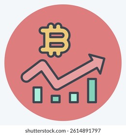 Icon Bitcoin Chart. related to Cryptocurrency symbol. color mate style