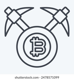 Icon Bitcoin mining Axe. related to Cryptography symbol. line style. simple design illustration