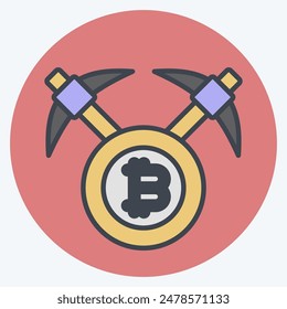 Icon Bitcoin mining Axe. related to Cryptography symbol. color mate style. simple design illustration