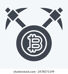 Icon Bitcoin mining Axe. related to Cryptography symbol. glyph style. simple design illustration