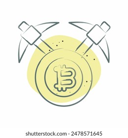 Icon Bitcoin mining Axe. related to Cryptography symbol. Color Spot Style. simple design illustration