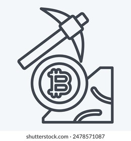 Icon Bitcoin Mining. related to Cryptography symbol. line style. simple design illustration