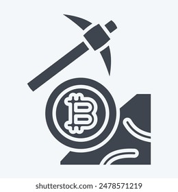 Icon Bitcoin Mining. related to Cryptography symbol. glyph style. simple design illustration