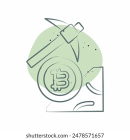 Icon Bitcoin Mining. related to Cryptography symbol. Color Spot Style. simple design illustration
