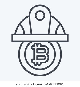 Icon Bitcoin Minor Hat. related to Cryptography symbol. line style. simple design illustration