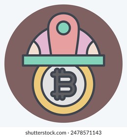 Icon Bitcoin Minor Hat. related to Cryptography symbol. color mate style. simple design illustration