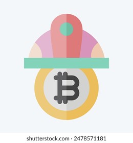 Icon Bitcoin Minor Hat. related to Cryptography symbol. flat style. simple design illustration