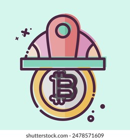 Icon Bitcoin Minor Hat. related to Cryptography symbol. MBE style. simple design illustration