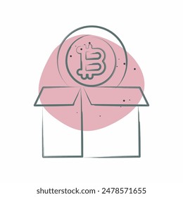 Icon Bitcoin Parcel. related to Cryptography symbol. Color Spot Style. simple design illustration